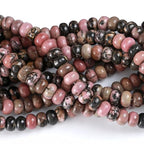 5x8mm 76pcs Natural Black Lace Rhodonite Stone Rondelle Spacer Loose Beads Abacus Disk Stone Round Loose Gemstone Beads for Jewelry Making DIY Bracelet Necklace - color: Black Lace Rhodonite, size: 5x8mm Abacus Disk
