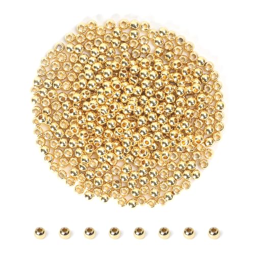 400pcs 4mm 18K Gold Filled Spacer Beads for Bracelets, Necklace, Earring - Seamless Small Gold Round Circle Beads for Jewelry Making & Bulk Supply - size: 4mm-400pcs
