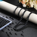 Ecally 300 Pieces Black Matte Onyx Beads Natural Black Agate Round Frosted Onyx Gemstone Loose Beads for Bracelet Necklace Jewelry DIY Making(6mm/ 8mm/ 10mm) - size: 6mm/ 8mm/ 10mm