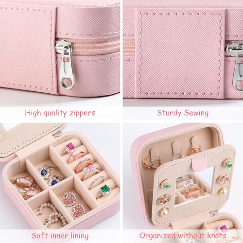 AYGXU Travel Jewelry Box for Women and Girls - Small Case With Initial A-Z - Teacher Gifts - color: pink, size: no letter