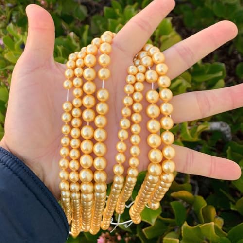 95pcs Adabele AAA Grade 4mm Small Natural Shell Pearl Loose Round Beads Freshwater Mother of Pearl Nacre 15 inch (Golden Yellow) for DIY Craft Jewelry Making SP4-8 - color: Golden Yellow, size: 4mm (0.16 inch)