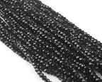 Perlin Agate & Jasper Gemstone Strand Beads 4 mm Rondelle 110 Pieces Jewellery Beads Semi-Precious Stone for Jewellery Necklace Bracelet Earrings (Black) - color: black