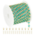 YOUBEIYEE 6.6 Feet Gold Plated Brass Chain on Spool Green Enamel Cable Chain Necklace DIY Jewelry Chains Bulk with Jump Rings and Lobster Clasps - color: Green