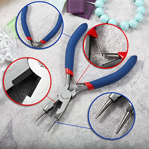 SPEEDWOX 5 Inches Mini Round Nose Pliers with Wire Cutter Wire Looping Pliers Fine Round Nose Pliers Jewelry Making Tools Small Round Pliers for Jewelry Making DIY Craft Beading Jewelry Pliers
