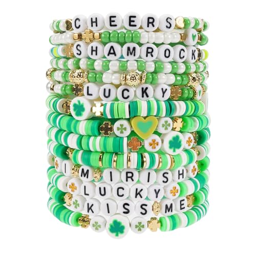 Twinfree Bohemia Beaded Bracelet for Women, Polymer Clay Stretch Bracelets - color: color 15