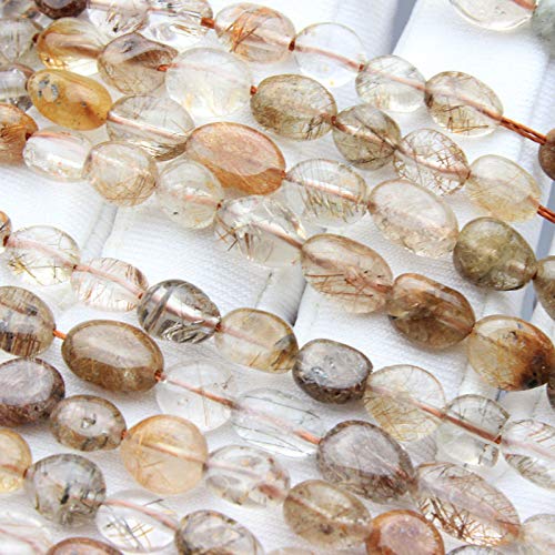 MJDCB Natural Irregular Shape Stone Beads 6-8mm Copper Color Quartzrutilated Gemstone Energy Cured for Jewelry Making Necklaces - color: Copper Color Quartzrutilated
