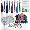 Adult DIY Craft Keychain Making Kit Boho Macrame Keychain Kit Includes Key Rings Precut Macrame Cord Instructions to Make Cute Keychains and Lanyards Kids Crafts Projects Kits Macrame Beginners - color: Macrame Keychain Kits