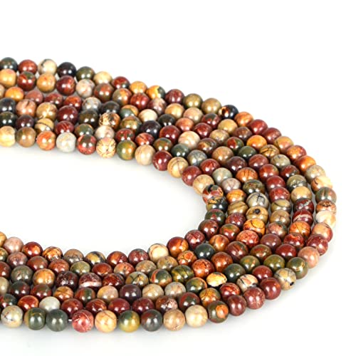 ICAI Beads（Picasso） Natural Stone Gemstone Round Loose Beads Crystal Energy Stone Healing Power for Jewelry Making DIY,1 Strand 60-62pcs（6mm） - color: Picasso, size: 6mm