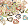 Cheriswelry Rhinestone Enamel Connectors Charm Links Evil Eye Alloy Metal Pendants Antique Silver Flat Round Hamsa Hand Owl Feather Heart Charm Pendant for Bracelet Necklace Jewelry Making - color: 8 Color- Heart