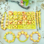 Yellow Chunky Acrylic Bead, Beads for Pens Focal Beads Bracelet Beads Loose Spacer Bead Heart Star Kandi Bead for DIY Beadable Pens Bracelets Necklaces Earings Keychains Jewelry Making (Yellow) - color: Yellow