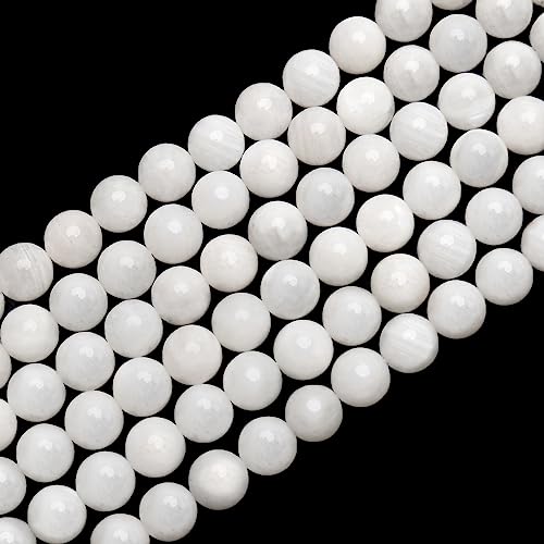 70PCS Natural 8MM Healing Gemstone, Moonstone Energy Stone Round Loose Beads, Semi-Precious Crystal Beads with Free Elastic String for Jewelry Making DIY - color: Moonstone, size: 8MM