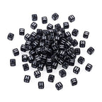 FASHEWELRY 500Pcs Cube Acrylic Letter Beads 5x5x5mm Black Square Letter H Alphabet Beads for DIY Bracelet Necklace Jewelry Making - color: Letter H