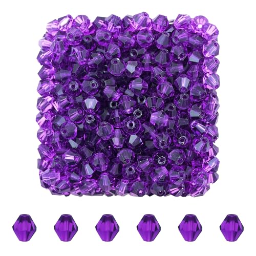 Mandala Crafts 6mm Amethyst Bicone Crystal Glass Beads, 500 Faceted Beads for Adult Jewelry Design, Fashion Accessories, and Decorative Applications - color: Amethyst, size: 6mm Bicone