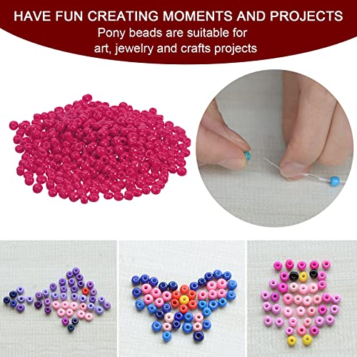 HARFINGTON 2000Pcs Small Glass Beads 6/0 4mm Loose Tiny Round Small Beads for Bracelet Earring Rings Jewelry Making, Dark Fuchsia - color: Dark Fuchsia
