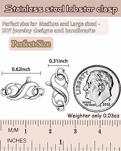 Dailyacc Double Opening Lobster Clasp 316 Stainless Steel Silver and Gold Pleted Necklace Bracelet Extender Clasps and Closures for DIY Jewelry - color: 2Gold & 2Silver, size: 16mm × 8mm