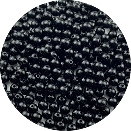 300pcs Acrylic Round Beads for Crafts 8mm Resin Candy Color Spacer Beads with Hole for Jewelry Making Sewing Crafts Decoration Necklaces Bracelets Earrings Supplies(Black) - color: Black, size: 8mm