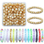 200pcs Glass Beads, 8mm Crystal Round Glass Beads for Bracelet, Jewelry Making, DIY Crafts, Single Box (Lotus Root Pink) - color: Lotus Root Pink