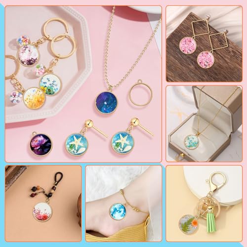 Open Bezels for Resin,50pcs Hollow Frame Pendants Round Open Frame Pendant Opens Bezel Pendants Blank Resin Pendant for Jewelry Making,DIY Resins Crafts(K Gold) - color: K Gold;Round