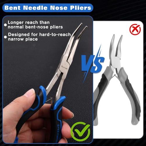 SPEEDWOX Long Reach Bent Needle Nose Pliers With Serrated Jaw Angled Needle Nose Pliers For Jewelry Making Fish Bone Pliers Tweezers Bent Chain Nose Pliers For Wire Bending And Small Object Gripping - style: Long Reach Bent Needle Nose Pliers Serrated Jaw