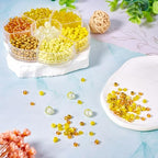 Craftdady 90g Small Glass Seed Beads 6/0 Yellow Bracelet Beads Tiny Round Loose Spacer Beads Handmade Craft Beads with 22pcs 8mm Round Glass Beads for DIY Necklace Jewelry Making