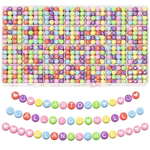 ARTDOT 1400 Pieces Letter Beads for Friendship Bracelets Making Kit, 28 Styles Assortment Jewelry Making Supplies Beads Set with Cases Preppy Crafts for Adult - color: White Letter Multicolor Bead
