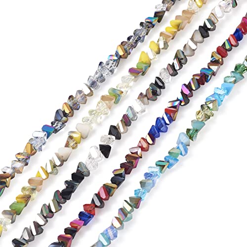 Cheriswelry Triangle Electroplate Glass Beads Crystal Faceted Loose Spacer Beads 5 Colors 2.5x4x4mm for Necklace Bracelet Jewelry Decoration (745Pcs) - color: Mixed Color-Triangle*2