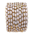 Glass Rice Beads White 4x6mm 50pcs Faceted Oval Golden Edge Crystal Loose Beads for DIY Craft Jewelry Making - color: White