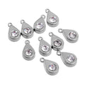 RUBYCA 60PCS Charm Pendant Crystal Drop Tibetan Metal Beads Silver Color Jewelry Making Bracelet - color: Drop Crystal, size: 60 PCS