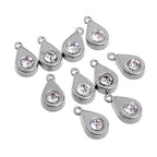 RUBYCA 60PCS Charm Pendant Crystal Drop Tibetan Metal Beads Silver Color Jewelry Making Bracelet - color: Drop Crystal, size: 60 PCS
