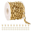 SMYHTGLIF 9.8 Feet Embossed Gold Box Chain for Jewelry Making Stainless Steel Chain Bulk Roll Square Paperclip Link Jewelry Findings - color: Box Gold