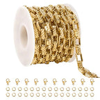 SMYHTGLIF 9.8 Feet Embossed Gold Box Chain for Jewelry Making Stainless Steel Chain Bulk Roll Square Paperclip Link Jewelry Findings - color: Box Gold