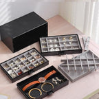 YUFONG Earring Organizer Box Acrylic Jewelry Organizer with 3 Drawers 54 Adjustable Grids Clear Stackable Earring Holder Velvet Trays Ring Display Case for Women Girls (Black Gray) - color: Black Gray