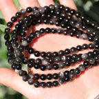 6mm Natural Stone Beads 65pcs Silver Obsidian Polished Round Smooth Crystal Loose Gemstone Beads for Jewelry Making DIY Bracelet Necklace Earring Crafts Supplies - color: Silver Obsidian 6mm-65pcs