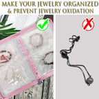 Bracelet Holder Travel Jewelry Organizer Case Transparent Jewelry Storage Book for Earring Necklace Ring with Small Clear Zippered Pouch - color: Pink,48 PCS Large Bags