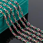 UMAOKANG 2 Meters Colorful Enamel Chain for Jewelry Making Gold Plated Stainless Steel Paperclip Jewelry Chain Roll with Jewelry Findings - color: Pink Green Mixed