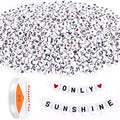 Letter Beads, DECYOOL 1900Pcs 4×7mm Wihte Black Acrylic Alphabet Beads with 1 Roll Elastic String for Bracelet Necklace - color: White&Heart