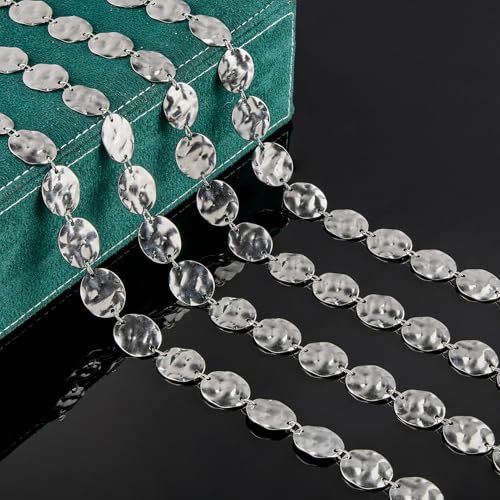 2 Yard Middle Oval Chain Bulk Stainless Steel Jewelry Making Chains Decoration Craft Chain Roll - color: Silver Middle Oval