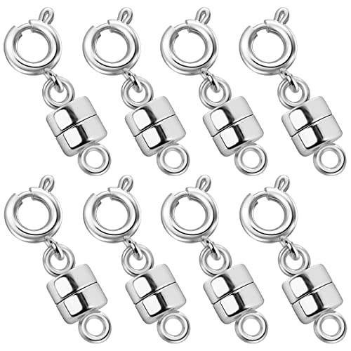 OHINGLT Strong Magnetic Necklace Clasps and Closures, Silver Plated Jewelry Clasps Converters for Bracelet Necklaces Chain - color: 8Pcs Silver