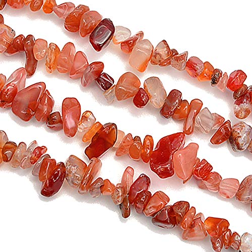 PLTbeads 5-8mm Natral Healing Gemstone Waist Bracelets Necklace Kit Irregular Stone DIY Crafts Design Jewelry Making 1 Strand per Bag Approxi 34 inch (Red Agate Chips) - color: Red Agate Chips