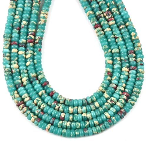150pcs 4x2mm Green Jasper Disk Rondelle Spacer Stone Semi Precious Gemstone Loose Beads for Jewelry Making 15 Inch - color: Green Jasper