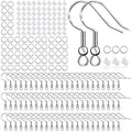 925 Sterling Silver Earring Hooks 150 PCS/75 Pairs,Ear Wires Fish Hooks,500pcs Hypoallergenic Earring Making kit with Jump Rings and Clear Silicone Backs Stoppers (Silver) - color: Silver, size: 500pcs
