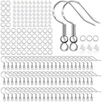 925 Sterling Silver Earring Hooks 150 PCS/75 Pairs,Ear Wires Fish Hooks,500pcs Hypoallergenic Earring Making kit with Jump Rings and Clear Silicone Backs Stoppers (Silver) - color: Silver, size: 500pcs