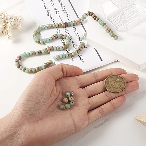 Cheriswelry 102pcs/Strand 6mm Rondelle Natural Aqua Terra Jasper Stone Beads Tiny Gemstone Loose Spacer Abacus Beads for DIY Earring Bracelet Necklace Craft Jewelry Making Supplies - color: Natural Aqua Terra Jasper