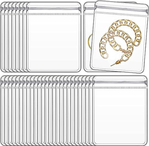 PVC Clear Jewelry Anti Oxidation Zipper Bag Antitarnish Plastic Bags for Packaging Jewelry Rings Earrings Transparent Poly Pouch（100pcs 2.75 * 4 IN） - size: 2.75*4 IN