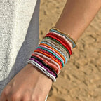 16-30Pcs Handmade Bohemian Colorful Crystal Seed Beads Stackable Adjustable Elastic Stretch Multilayerd Bracelets for Women Summer Vacation Beach Boho Bangle Jewelry - color: mix 1