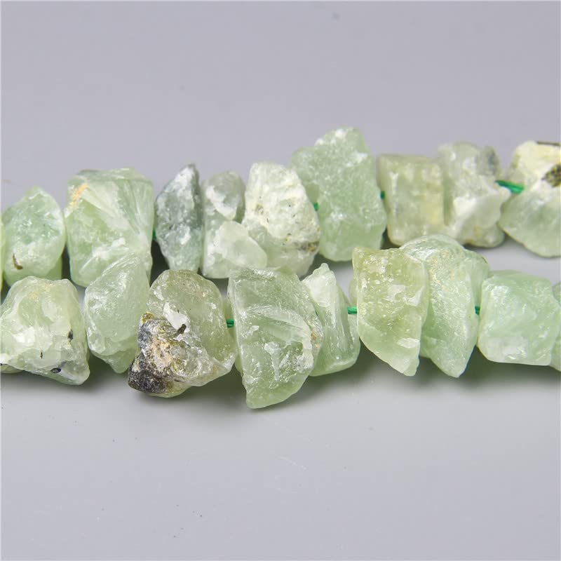 10-13mm Natural Irregular Freeform Raw Prehnite Stone Nugget Beads Reiki Crystal Healing Minerals Quartz Bead DIY Jewelry Making - color: Prehnite