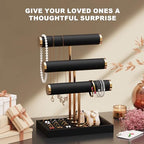Abiglifty 3 Tier Necklace Holder Display, Jewelry Organizer, Jewelry Stand, Bracelet Display, Necklace Organizer, Bracelet holder, Jewelry Display for Necklace, Watches, Rings, Black - color: Black