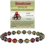 QOGIR 14k gold Handmade Healing Bracelet, Natural Gem Stone Crystal Elastic Gold Bracelet - color: Dragon Bloodstone - Strength and Courage, size: 6m
