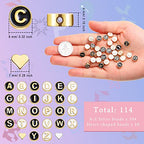 Sureio 114 Pcs Alloy Alphabet Letter Beads 8 mm Flat Round with Letter A-Z Plated Metal Initial Loose Spacer Beads for DIY Bracelet Necklace Earring Jewelry Craft Making(Black, Gold) - color: Black, Gold
