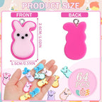 Augshy 64 Pcs Easter Bunnies Charms Resin Rabbit Beads Rabbits Ornament Pendant for Easter DIY Craft Bracelet Necklace Jewelry Making - style: Easter Style